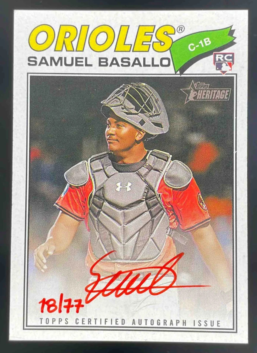 2026 Topps Heritage Real One Special Edition Red Ink Samuel Basallo RC Auto /77