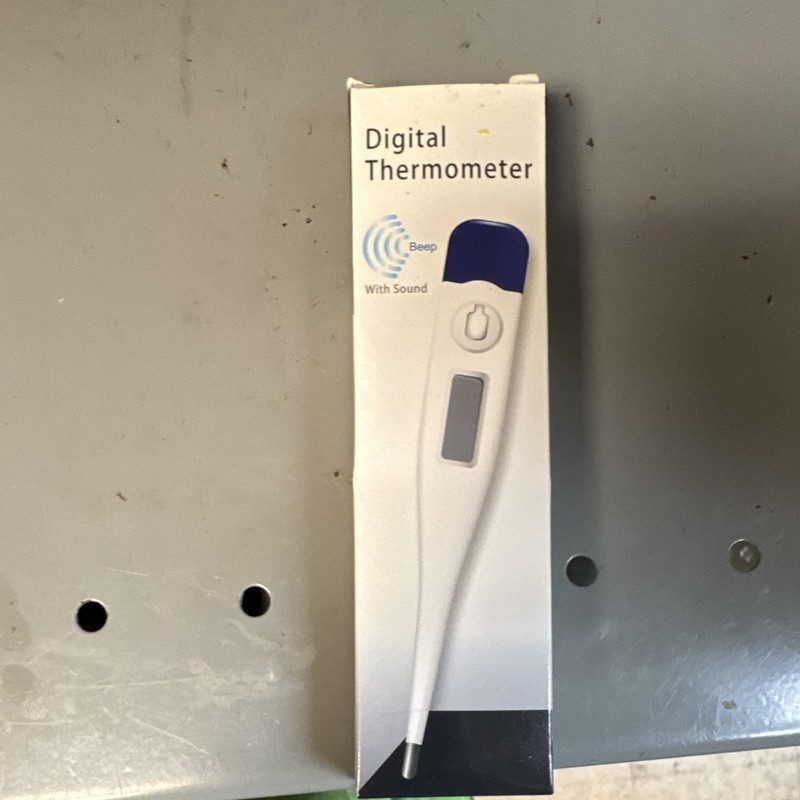 Digital Thermometer, Digital Display with Sound Beep Alert, White/Blue