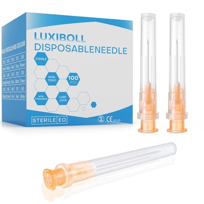 25G 5/8 Inch(16MM) Needle Luer Lock Disposable with Cap 100 Pack for 25G-16MM 