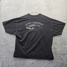 Lucky Thirteen 13 Vintage T Shirt Gray Ghost Hot Rod Rockabilly Made in USA