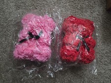 2 - Rose Teddy Bears Birthday Valentines Gifts Red Rose Teddy Floral Foam Rose