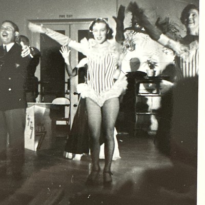 VINTAGE PHOTO Gorgeous Dancers In Striped Costumes Cheesecake Leggy Gal ORIGINAL