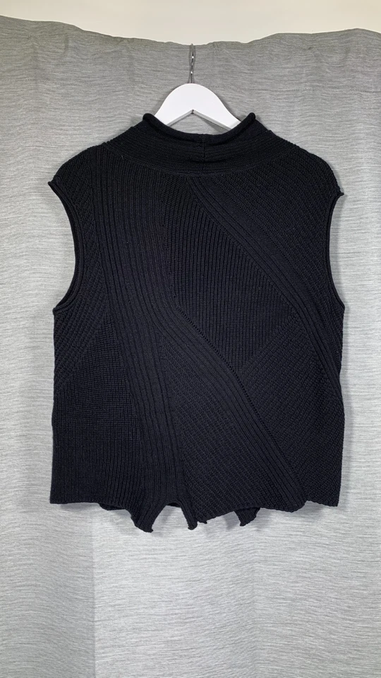 OSKA Knitted Sweater Vest Tank Top Size 1 UK10 Black Virgin Wool Arty Lagenlook - Image 3 of 4