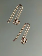 Rose Gold Plated Dangle Threader Earrings Hooks 925 Sterling Silver AAA CZ RARE