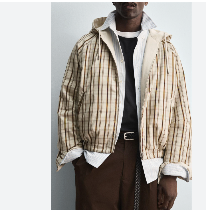 ZARA Man Edition AW'25 Reversible Hooded Jacket Size M Beige Plaid