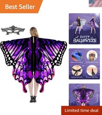 Butterfly Cape Costume Adult, Halloween Butterfly Wings Costume Women Colorfu...