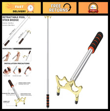 Retractable Billiards Cue Rest with Removable Brass Bridge Head for Pool Table