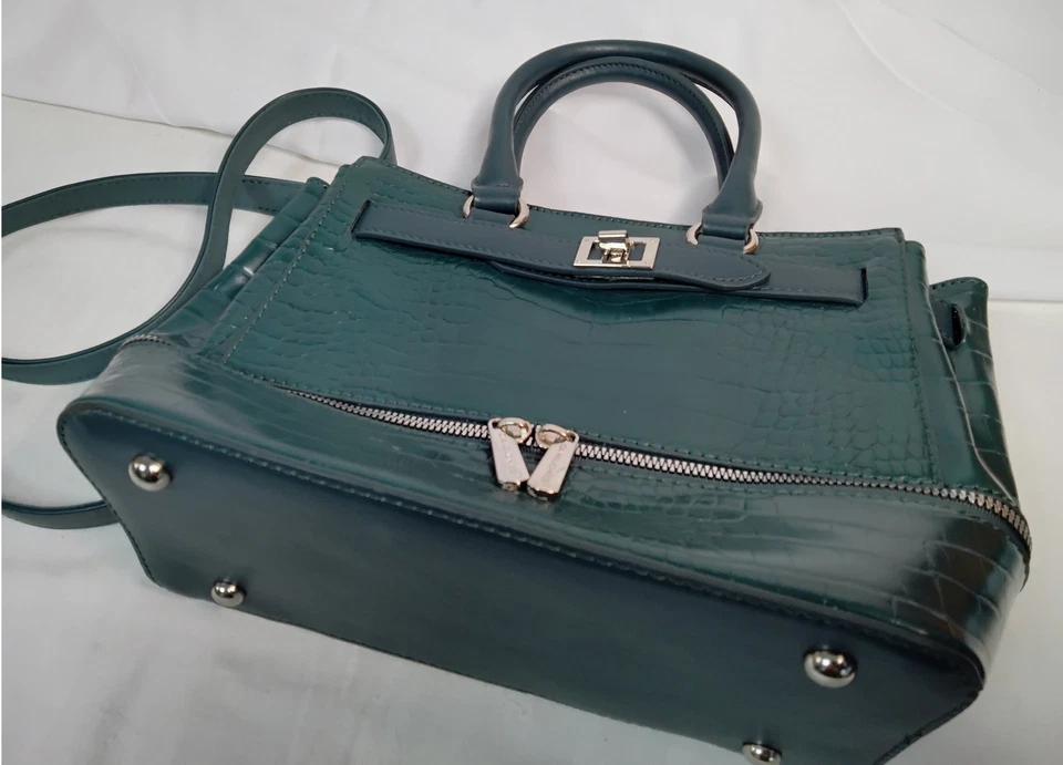 David Jones Crocodile Embossed Green Shoulder Bag - HB26 - Image 2 of 4