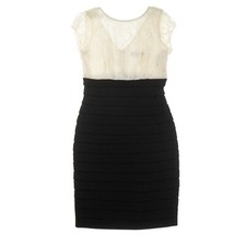 Liliana Black Ribbed Ivory Lace Dress Womens 8 $80.00