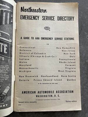 Vintage 1956 American Automobile Association AAA Car Emergency