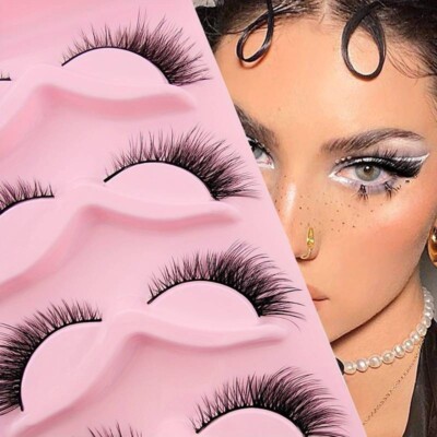 Pairs Cats Eye Lashes Natural Look,Wispy Fuzzy Mink Foxes Eye