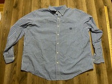Chaps Shirt, Men's Size XL, Blue White, Check, Button Up Long Sleeve Stretch