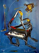 PIANO  ARTWORK DECO canvas painting  Original Oil Painting    EWEh