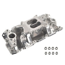 Polished Dual Plane Air Gap Aluminum Intake Manifold For Sbc Chevy V8 350 400