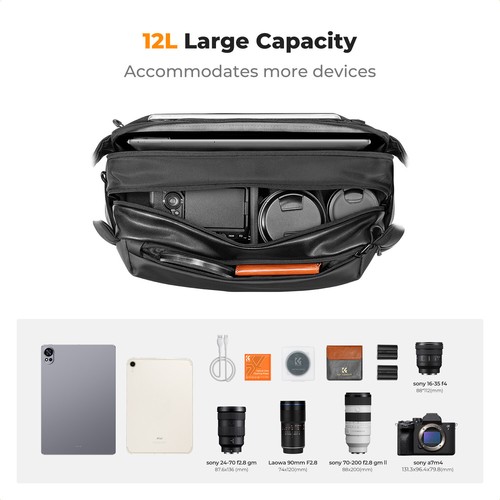 K&F Concept 12L Sling Bag Camera Lens Photography Shoulder Crossbody Backpack - Picture 2 of 7