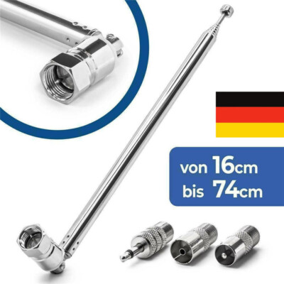 74cm Teleskop Antenne Ersatz F Stecker DAB UKW Radio FM AM Auto Audio DE