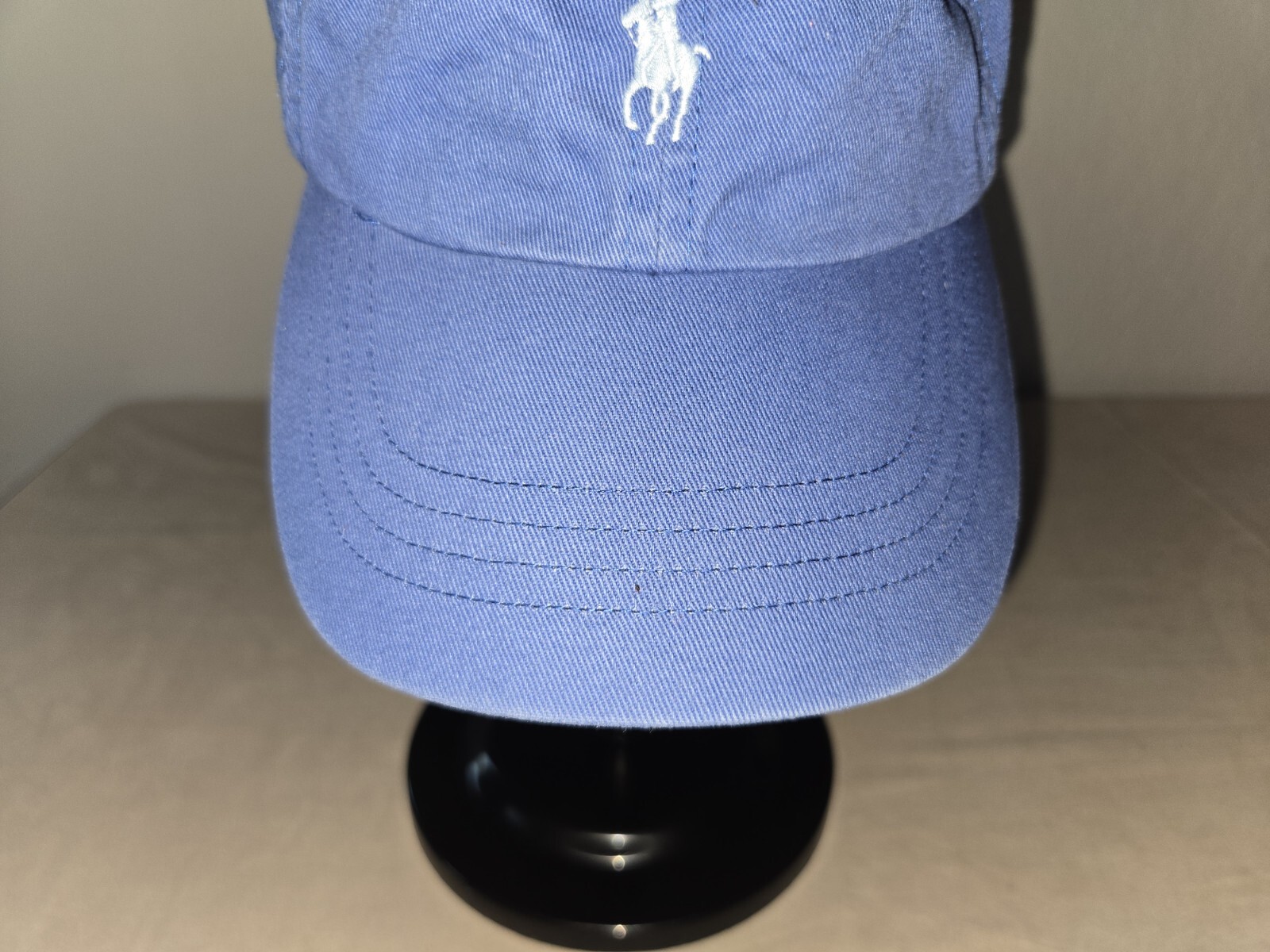 Cappello da baseball Polo Ralph Lauren blu berretto cinturino schiena bianco pony logo Tenniscore