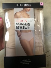 ELLEN TRACY ESSENTIALS Sz S 35  -36  4 Pack Seamless Brief  BEIGE-Ultimate Fit NEW