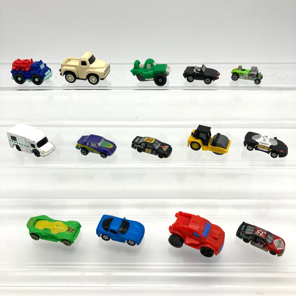 Lot Of 14 Miniature Tiny Cars Trucks Toys Mixed Plastic Diecast Racing Police