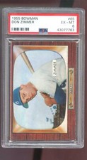 1955 Bowman #65 Don Zimmer ROOKIE RC PSA 6 Graded Baseball Card Brooklyn Dodgers
