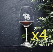 Dragon Shape Wine Glasses x4 Premium 12 Oz Personalize Fantasy Beast Wild NEW