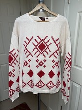 Vintage 90s Chaps Ralph Lauren Hand Knit Sweater Sz L 100 Cotton