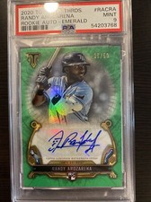 Randy Arozarena RC Auto 06/50 Green 2020 Topps Triple Threads Rays - PSA 9