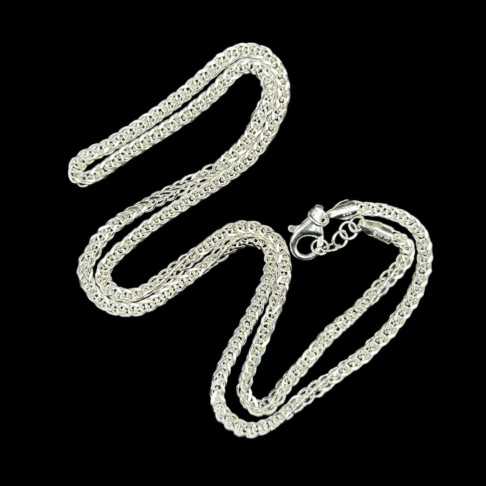 925 Sterling Silver Twisted Wheat Chain Necklace 20" JTV Lobster Clasp