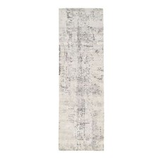 2'6" x 8'1" Undyed Natural Wool Modern Cut And Loop Pile Beige Runner Rug R62913