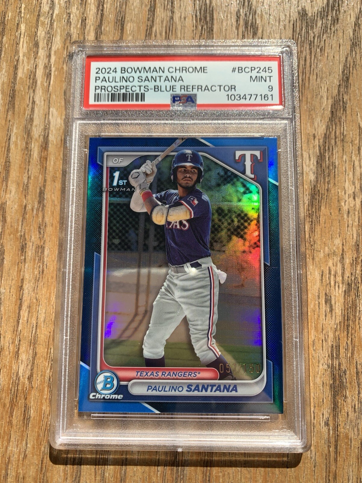 2024 Bowman Chrome PAULINO SANTANA 1st Blue /150 PSA 9 TEXAS RANGERS #BCP-245 RC