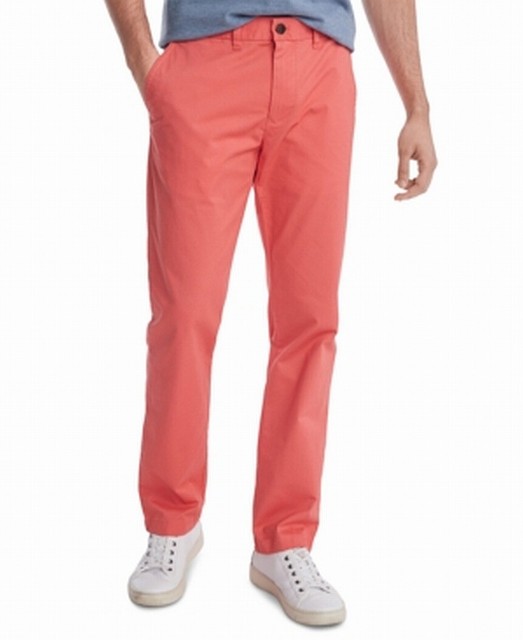 Tommy Hilfiger Mens Chino Pants Pink 34x30 Custom Slim Straight Stretch 176  for sale online | eBay