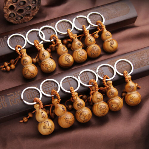 Mahogany Gourd Key Chain Pendant Chinese Zodiac Gourd Car Key Chain - Picture 1 of 16