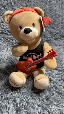 Hard Rock Rockin Rob Animated Singing Plush Teddy Bear w/ Guitar