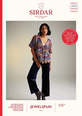 Sirdar Jewelspun Aran Crochet Pattern - 10725 Ladies Cardigan