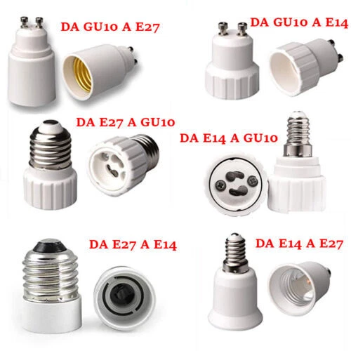 PEL1027 ADATTATORE PER LAMPADA LAMPADINA DA GU10 A E27 - 2A 250V - 40W MAX