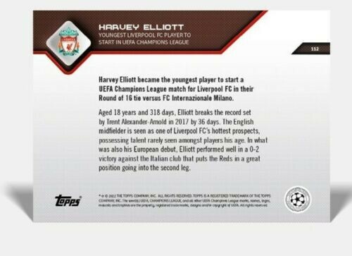 2021-22 Topps Now UCL Harvey Elliott #112 - Bild 2 von 2