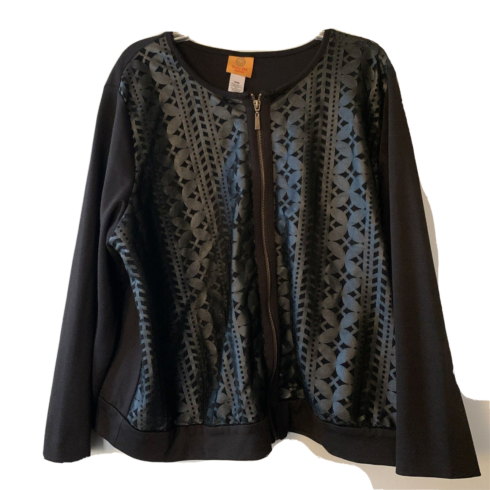 Ruby Rd Black Zip Front Long Sleeve Lightweight S… - image 1