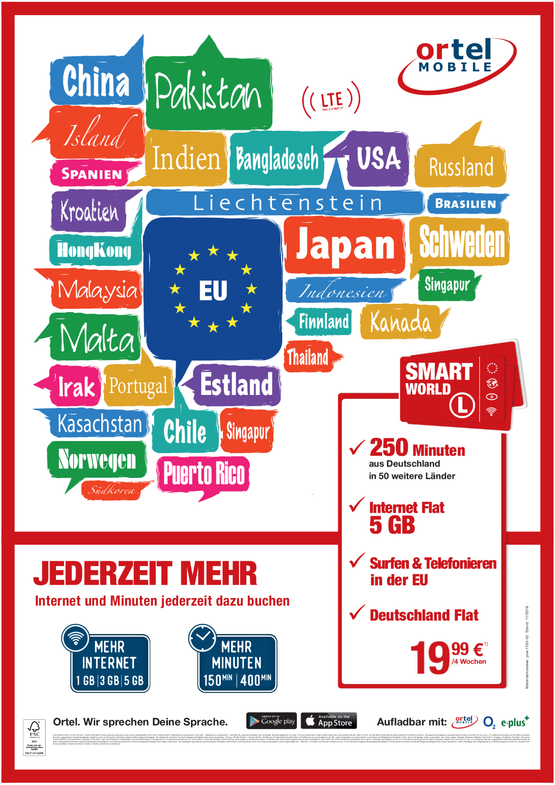Ortel Mobile - Smart World L Allnet Flat + 250 Min. in 50 Länder + 8 GB  Internet | eBay