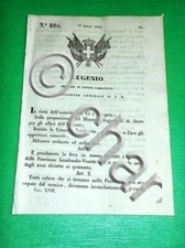 Decreto Regno Sardegna Torino Leva di Massa Provincie Lombardo Venete 1849