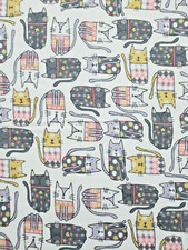 Super Snuggle Flannel Cats All Over Multi-Color 18"" x 42" 1/2 Yard 