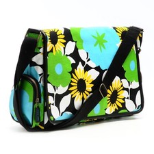 Stylish Messenger Bag w/Laptop sleeve and 2 side Zippered pockets in Bloom Blue