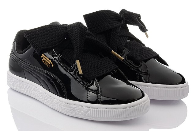 puma basket heart black patent