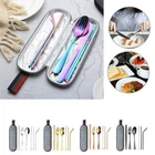 7Pcs Stainless Steel Tableware Dinnerware Cutlery Tools Set Travel Camp Portable