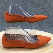 Violet And Red Shoes Womens 8 M Stellah Casual Slip On Ballet Flats Orange Suede