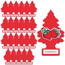 LITTLE TREES Car Air Freshener, Hanging Tree - Strawberry, 24 Pack