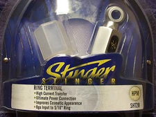 STINGER HPM Car Stereo Audio  8  AWG Satin Chrome Finish 5/16" RING TERMINAL