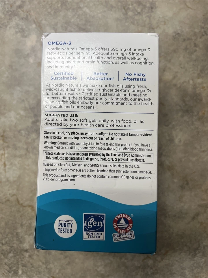 Geles blandos de aceite de pescado purificado Omega 3 Nordic Naturals 690 mg - 180 unidades exp.01/27 Foto 3 de 3