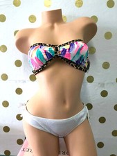 Victoria's Secret PINK Strapless Bikini Swim Top Bottom 2 Piece Set Multicolor