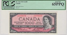 1954 $1000 Bank of Canada - PCGS Gem 65 Beautiful Vibrant Note in Gem!