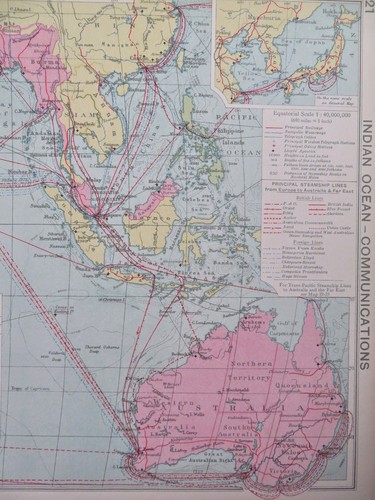 Indian Ocean Shipping Lanes c. 1925-8 thematic economic commerce color map - Picture 3 of 4